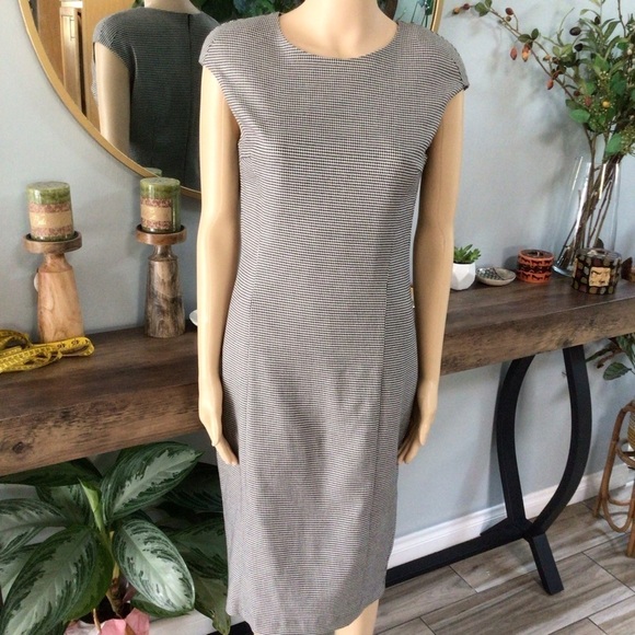 Zara Basic Tube Houndstooth Pattern Sheath Checker Work Office Dress - Picture 4 of 12